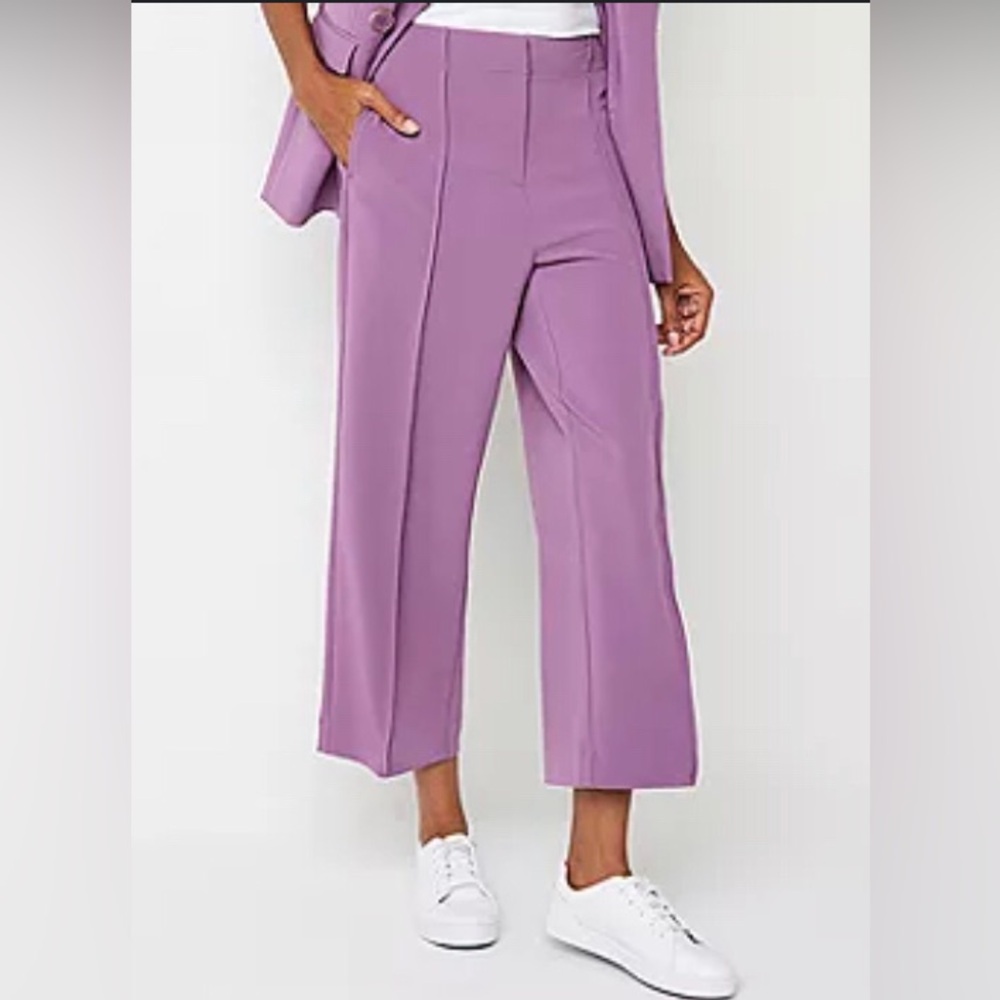 Liz Claiborne Women's 12 Crop Pants Phantom Purple Mid Rise‎ Stretch Business